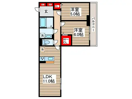 グラナーデ東葛西(2LDK/2階)の間取り写真