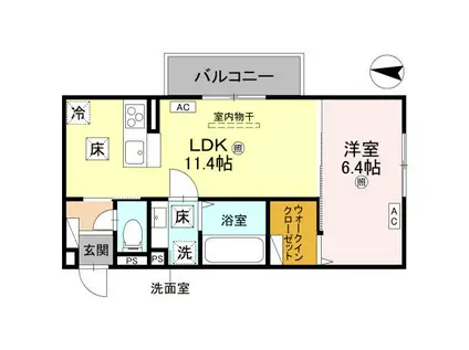 D-REGALO日光N(1LDK/1階)の間取り写真