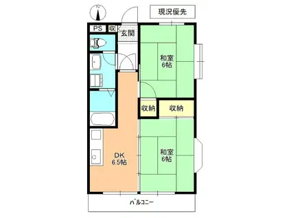 大成コート稲田A棟(2DK/3階)の間取り写真