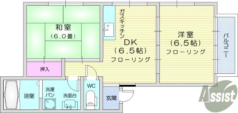 ブリシャントヒルズ(2DK/2階)の間取り写真