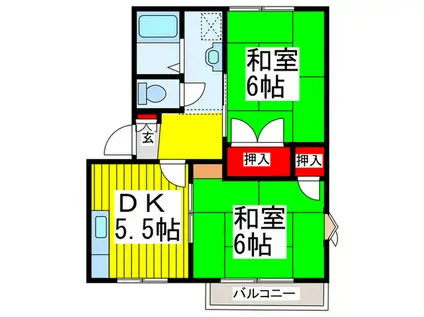 フレグランス250 A棟(2DK/2階)の間取り写真