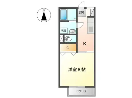 ハイム・ピアニッシモ A(1K/2階)の間取り写真