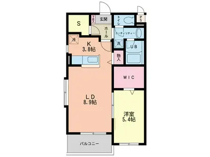 ボヌールK(1SLDK/1階)の間取り写真