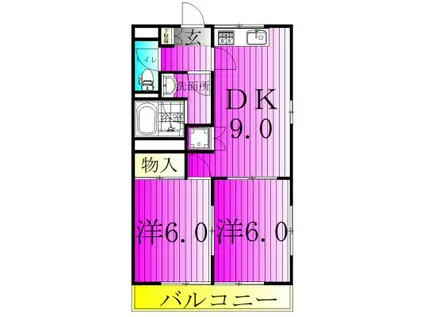 SKビル拾壱番館(2DK/1階)の間取り写真