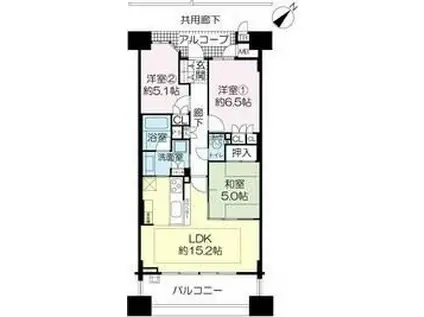 リバーガーデンコスモスクエア(3LDK/5階)の間取り写真