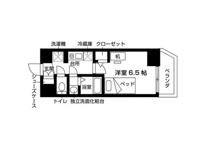 エスリードカレッジゲート南草津(1K/4階)の間取り写真