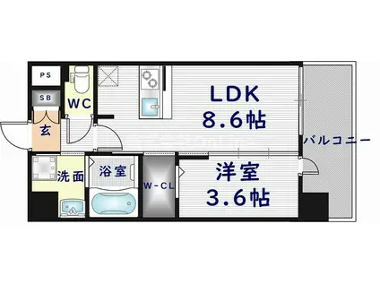 ESTONE HIGASHIOSAKA(1LDK/10階)の間取り写真