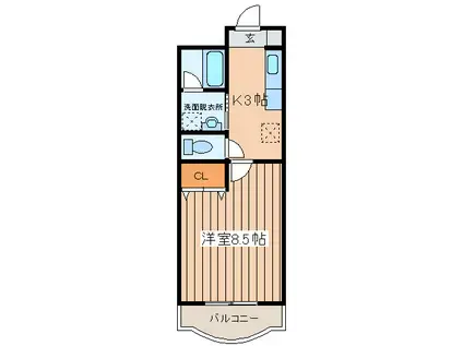 ロワジールKII(1K/4階)の間取り写真