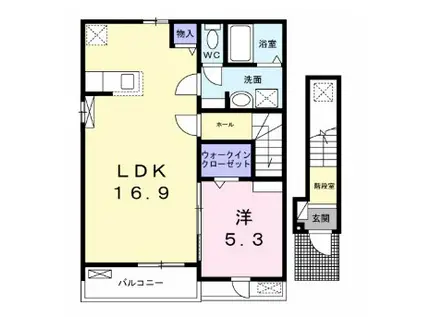 パルファン南落合3棟(1LDK/1階)の間取り写真