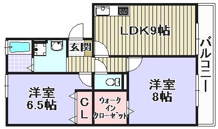ハイカムール21(3DK/1階)の間取り写真