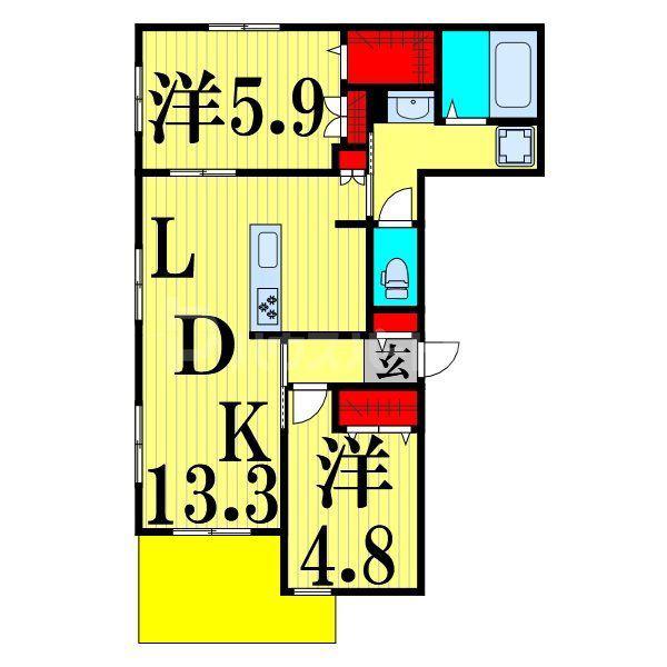 ロイヤルクレスト(2LDK/1階)の間取り写真