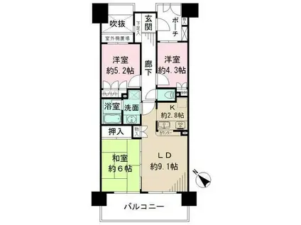 ガーデナヴィルラグナ市川妙典(3LDK/13階)の間取り写真