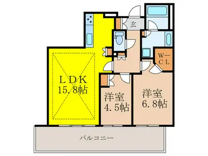 ブリリアタワー箕面船場(2LDK/24階)の間取り写真