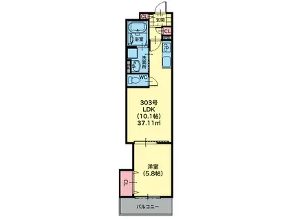 クリエオーレ梶町(1LDK/3階)の間取り写真