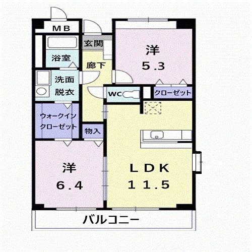 ビエントナイン(2LDK/3階)の間取り写真