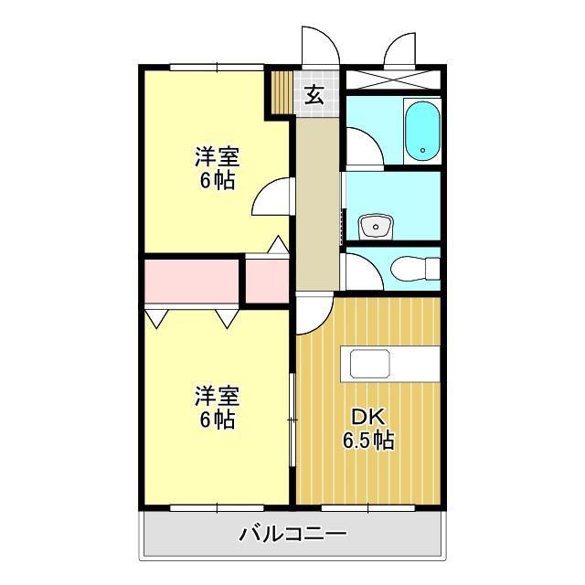 ヴィラメゾンイトウ(2DK/1階)の間取り写真