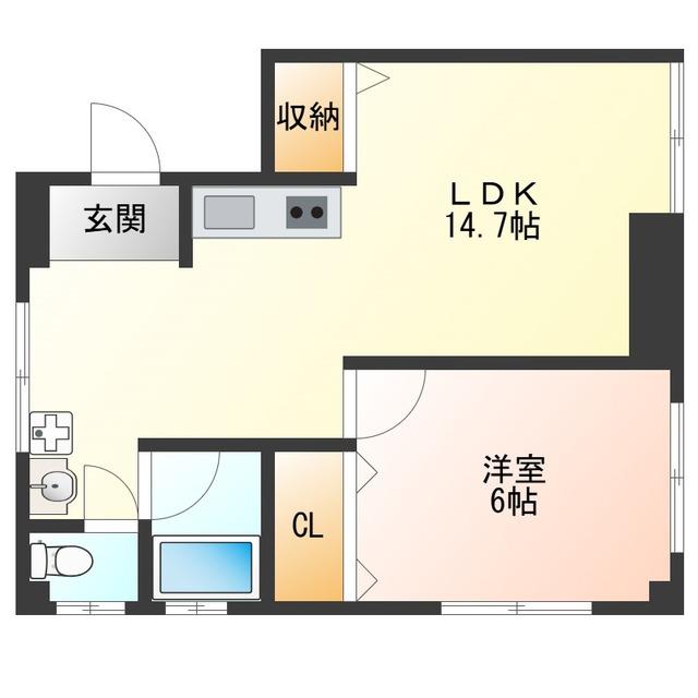 渡辺マンション(1LDK/2階)の間取り写真