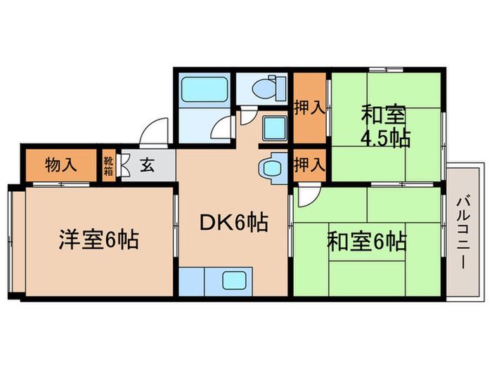 ハイツ北村(3DK/1階)の間取り写真