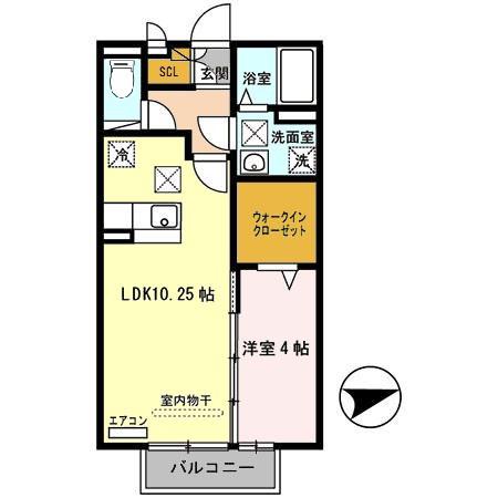FLORAみさき(1LDK/1階)の間取り写真