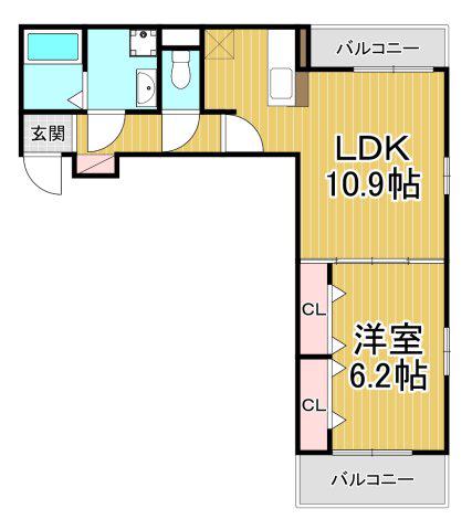 エクラ宝塚(1LDK/1階)の間取り写真