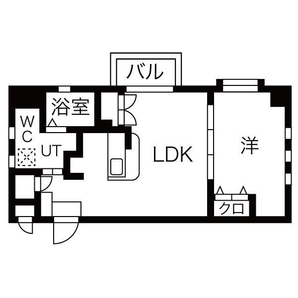 ビュークレスト水前寺5丁目(1LDK/2階)の間取り写真