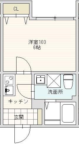 アーバンブルー高砂(1K/1階)の間取り写真