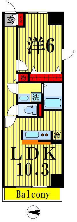 アルモ二ー・アビタシオン(1LDK/2階)の間取り写真