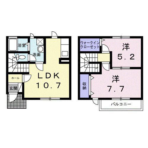 メゾン ソレイユ C棟(2LDK/1階)の間取り写真
