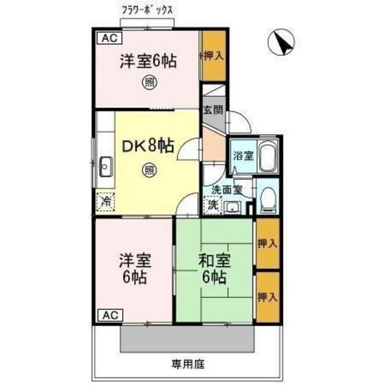 セジュール中井A(3DK/1階)の間取り写真