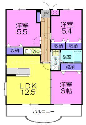 ユーミーグレース(3LDK/5階)の間取り写真