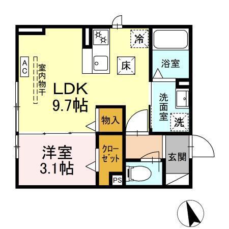 アリュール(1LDK/1階)の間取り写真
