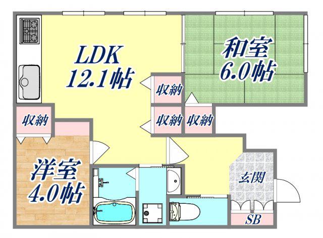 メゾン金澤(2LDK/1階)の間取り写真