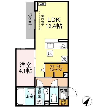 DCREST新川S(1LDK/1階)の間取り写真