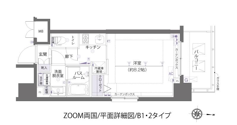 ZOOM両国(1K/5階)の間取り写真