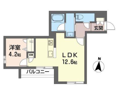 クレスティーク(1LDK/2階)の間取り写真