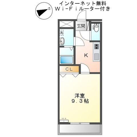 プリムローズ(1K/1階)の間取り写真