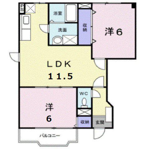 レジダンス同夢A(2LDK/1階)の間取り写真