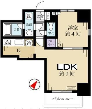 メゾン・ド・ヴィレ 日本橋浜町(1LDK/11階)の間取り写真