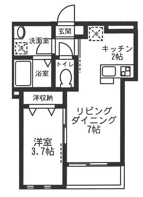 レフィーノ(1LDK/2階)の間取り写真