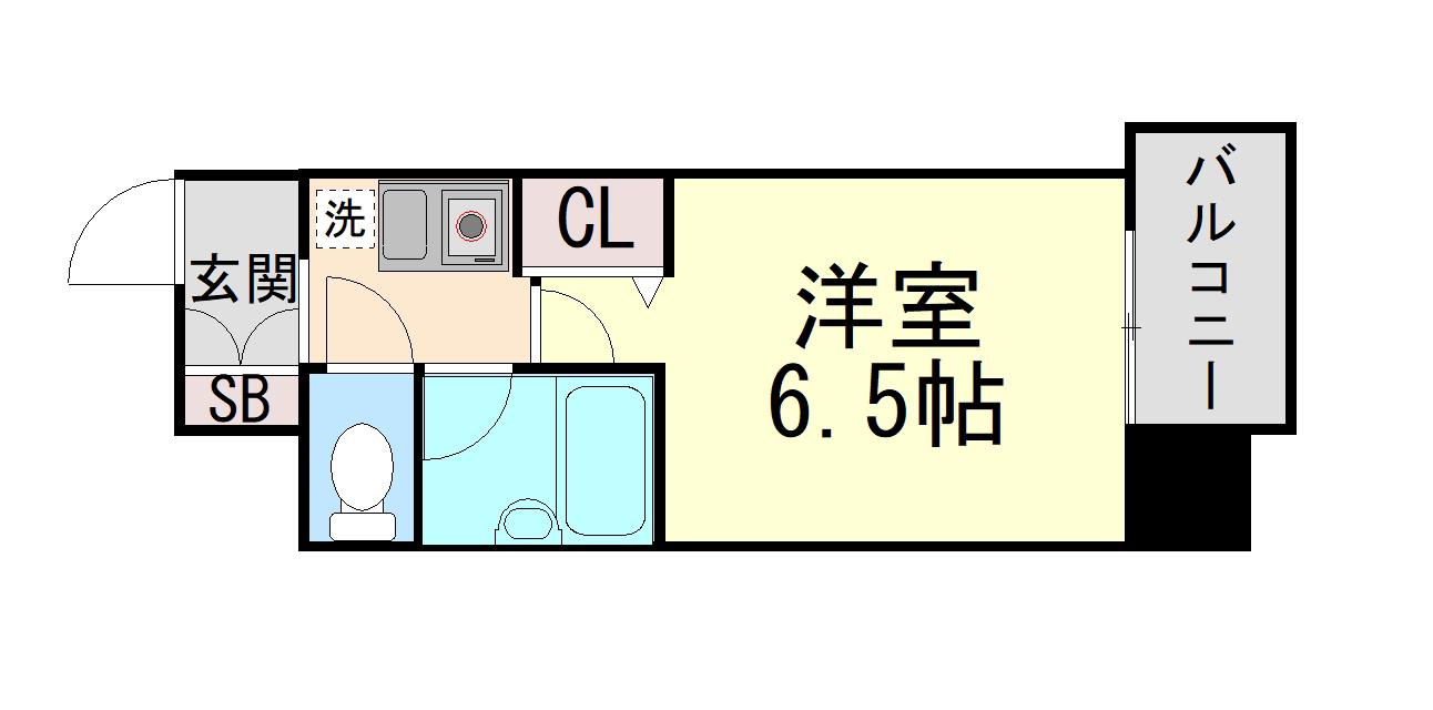 エスリード三宮第3(1K/6階)の間取り写真