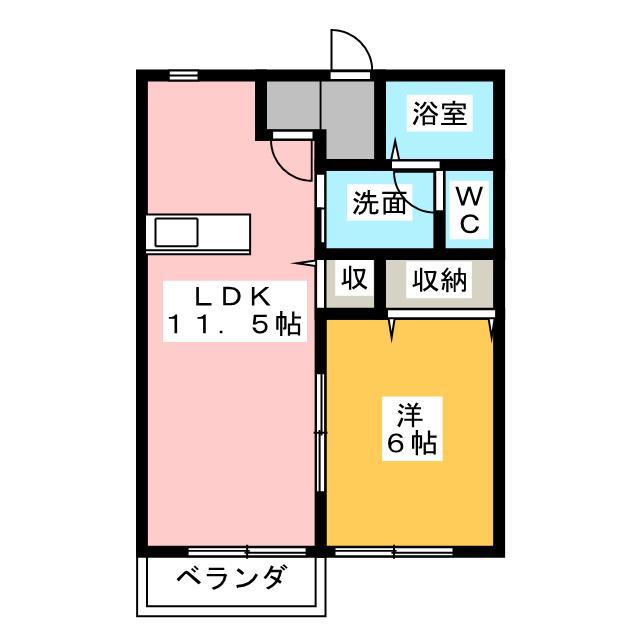 エルメゾンネクスト石坂(1LDK/1階)の間取り写真