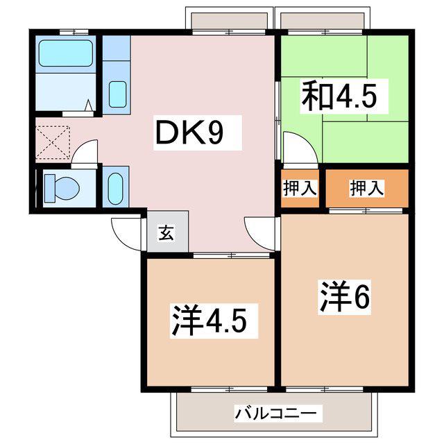 パナハイツミヤサカA(3DK/1階)の間取り写真