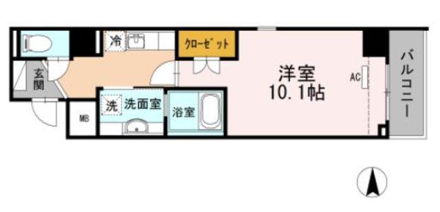 グランディーノ早稲田(1K/3階)の間取り写真