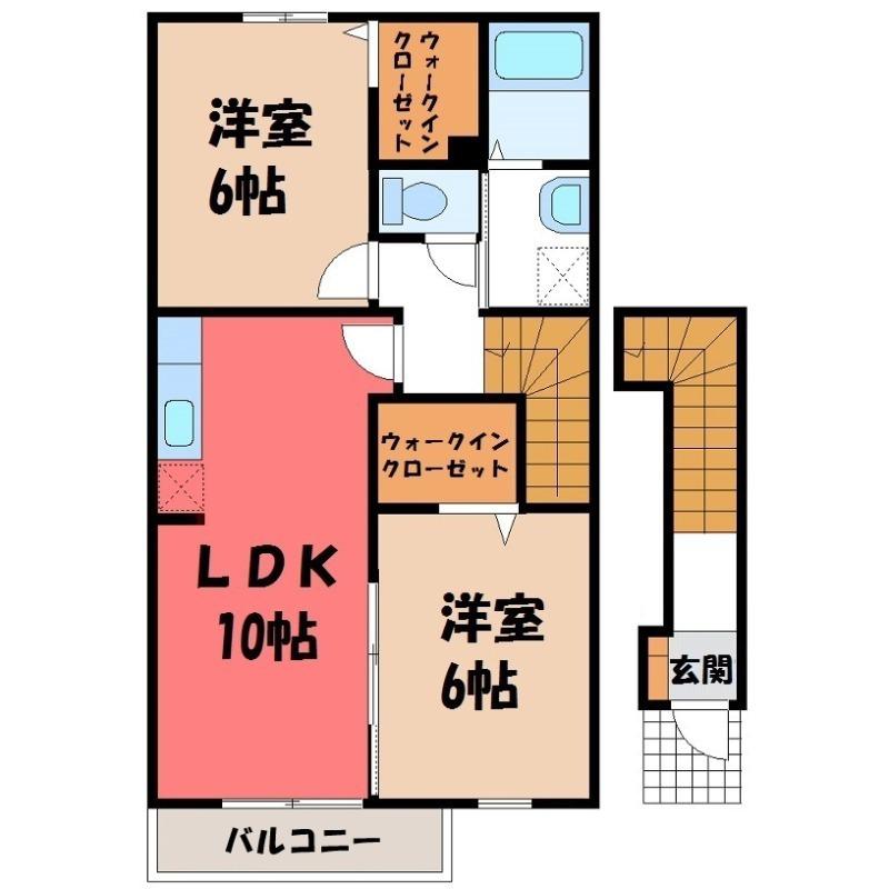 ラッキー・サンリットB(2LDK/2階)の間取り写真