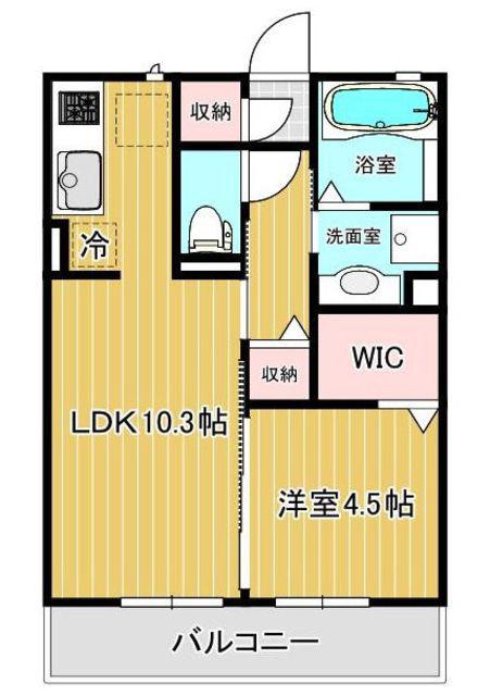 フラッツ・ベル(1LDK/1階)の間取り写真