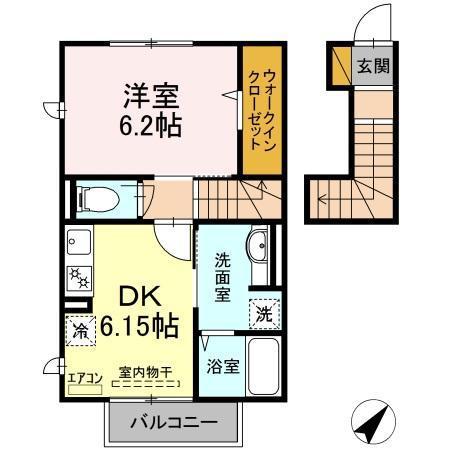 リヴェール(1DK/2階)の間取り写真