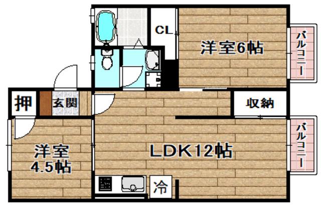 高井ハイツC棟(3DK/1階)の間取り写真