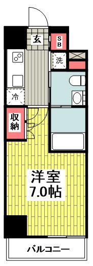 プラウドフラット武蔵小杉イースト(1K/3階)の間取り写真