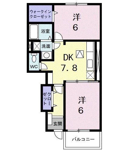 カーサ・アバンツァート(2DK/1階)の間取り写真