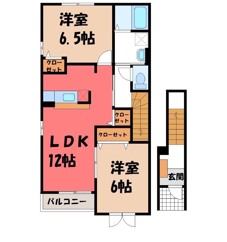 リエ―ト フィーネ I(2LDK/2階)の間取り写真